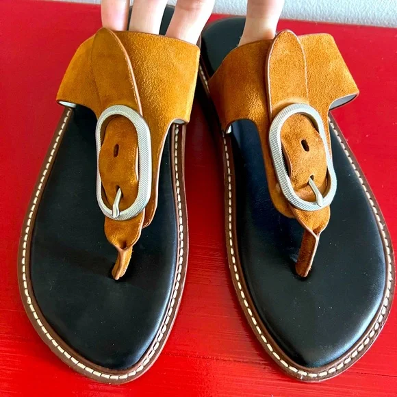 Rag & Bone Ansley brown microsuede thong sandal sz 39/9 - Picture 4 of 11